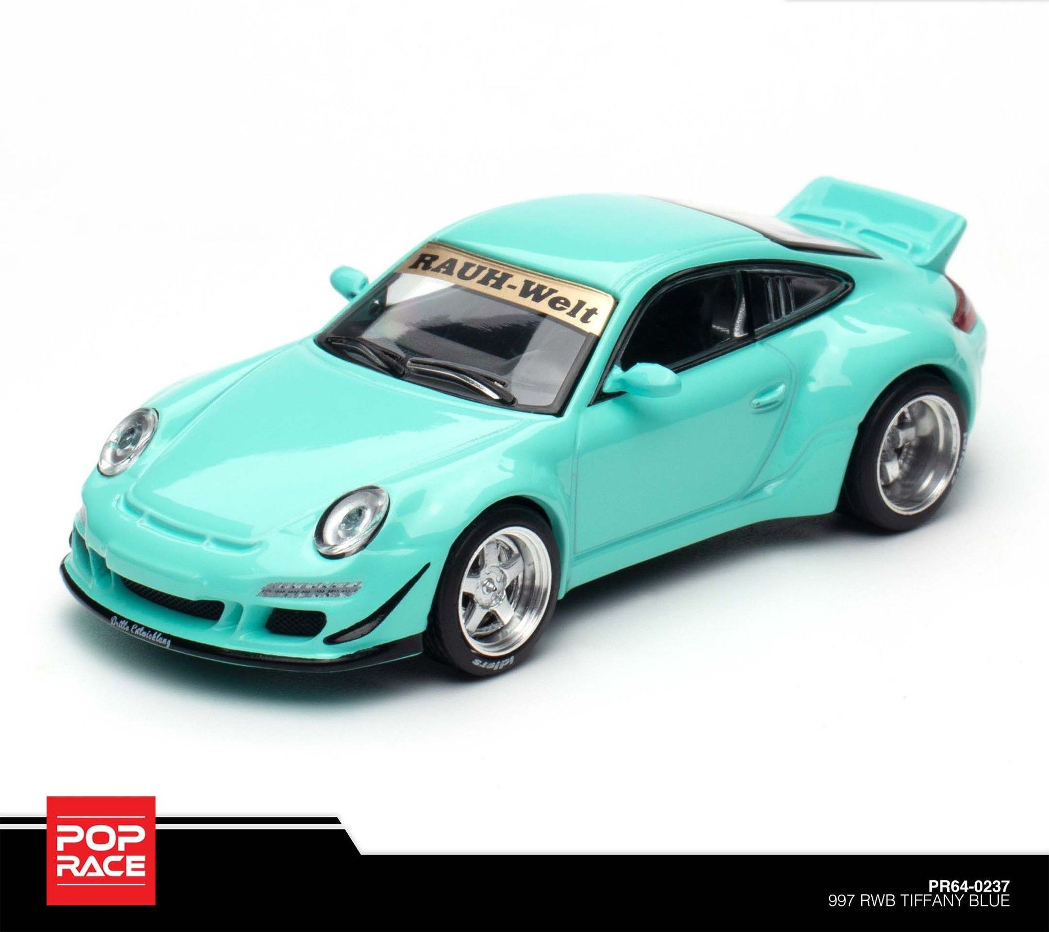 POP RACE MODEL 1/64 PORSCHE RWB 997 - TIFFANY BLUE_0