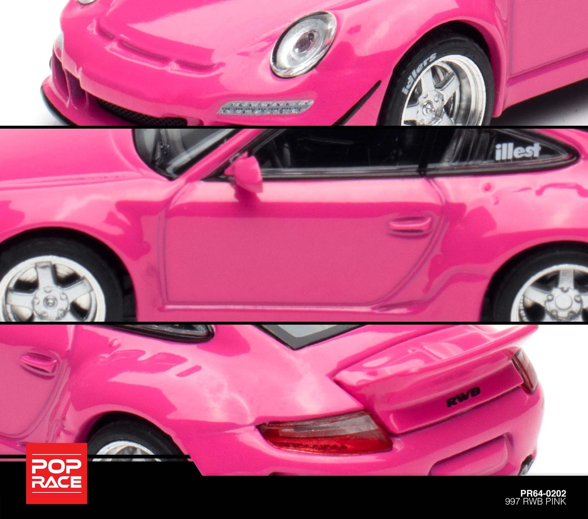 POP RACE MODEL 1/64 PORSCHE RWB 997 - PINK_1