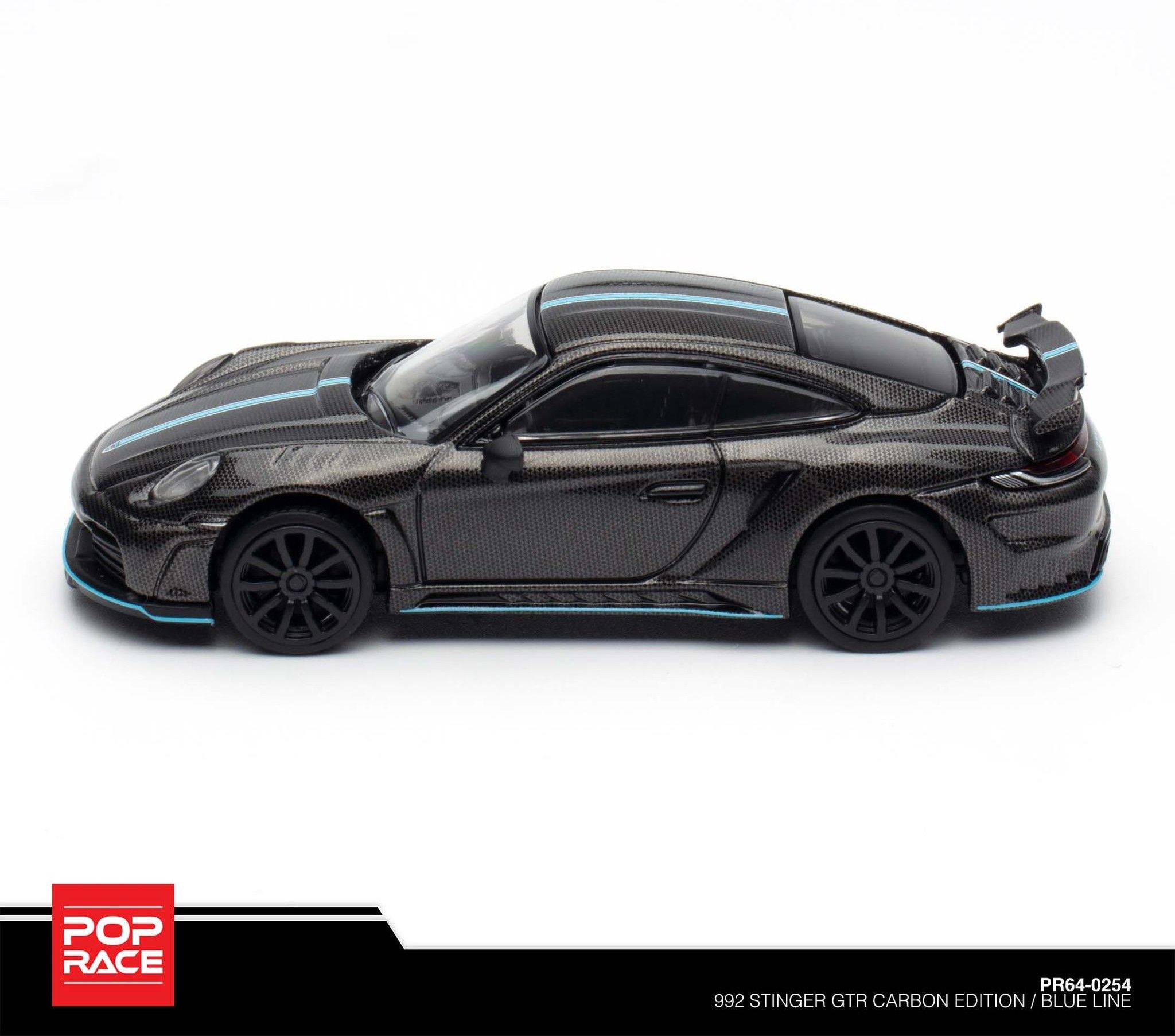 POP RACE MODEL 1/64 PORSCHE 992 STINGER GTR CARBON EDITION - BLUE LINE_4