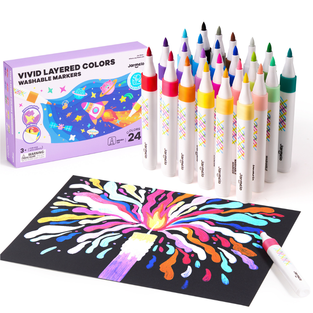 Jar Meló – Fine Tip Vivid Washable Markers (24 Colours)_0