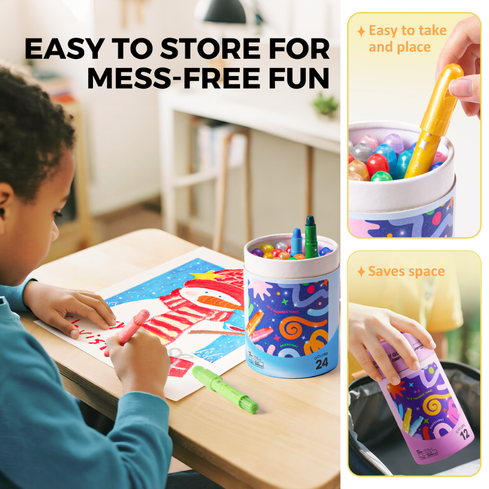 Jar Meló Twistable Silky Washable Glitter Crayons (24 Colours)_1