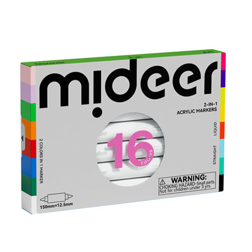 Mideer Dual-Tip Acrylic Markers - 8 Markers (16 Colours)_0