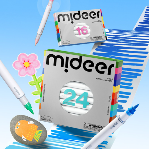 Mideer Dual-Tip Acrylic Markers - 12 Markers (24 Colours)_0