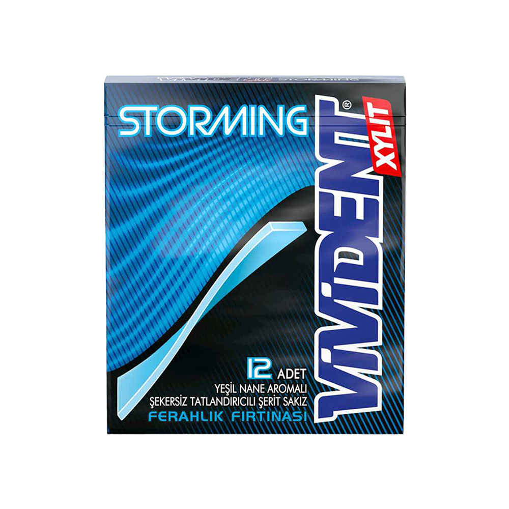Vivident Storming Yeşil Nane Şekersiz Şerit Sakız (33 g)_0