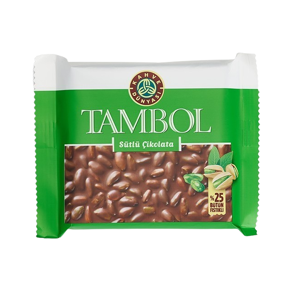 Kahve Dünyası Tambol Antep Fıstığı ve Krokan Dolgulu Sütlü Çikolata (77 g)_0