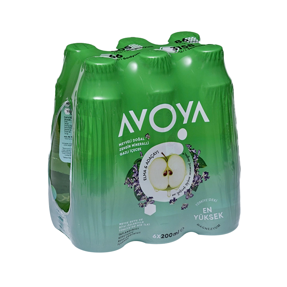 Avoya Elma & Adaçayı Aromalı Mineralli Gazlı İçecek (6 x 200 ml)_0
