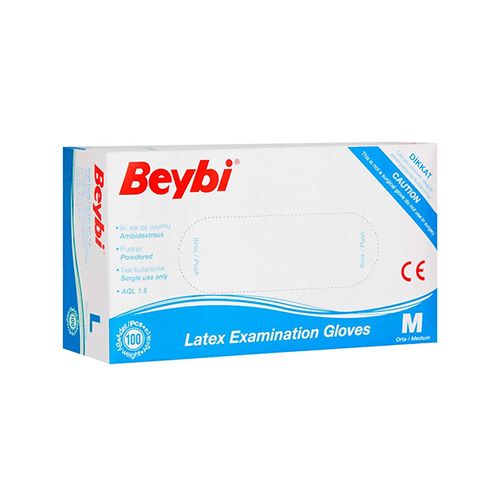 Beybi Lateks Pudralı Eldiven M (100'lü)_0