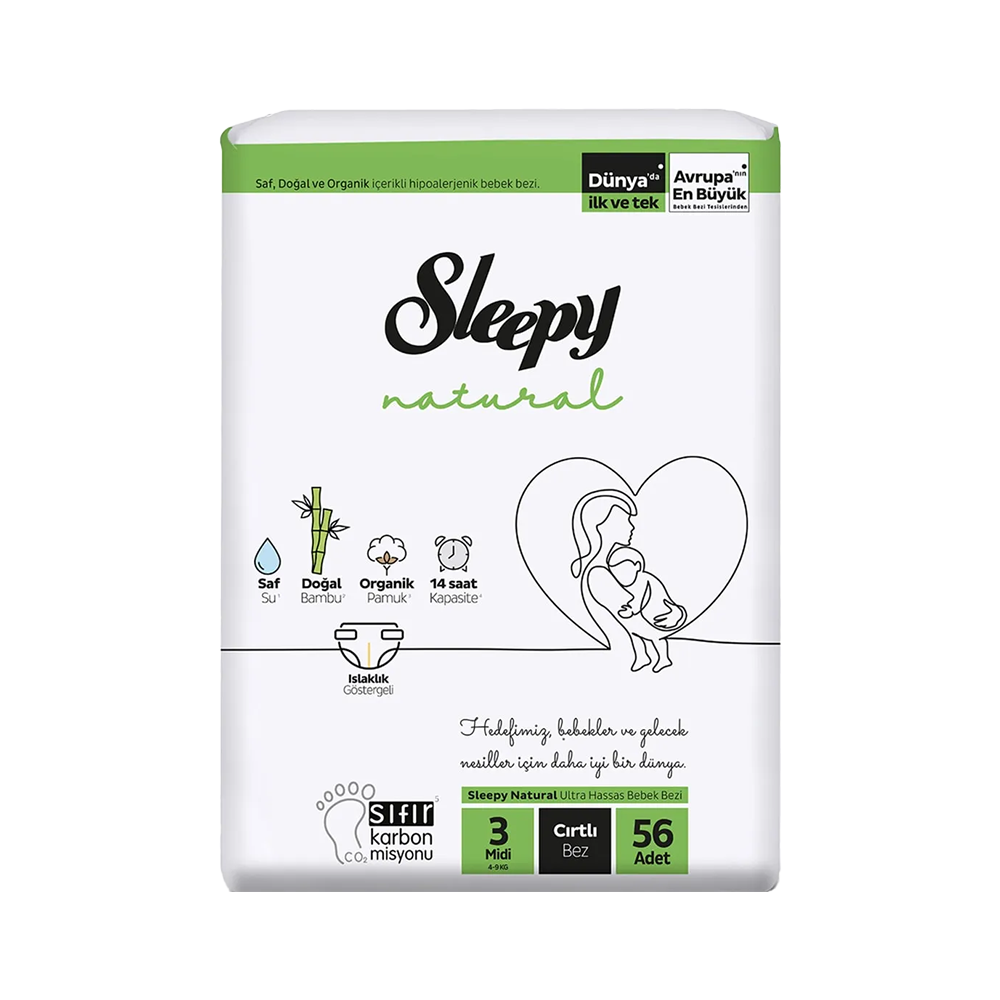Sleepy Natural Ultra Hassas 3 Beden Cırtlı Bebek Bezi (56'lı)_0