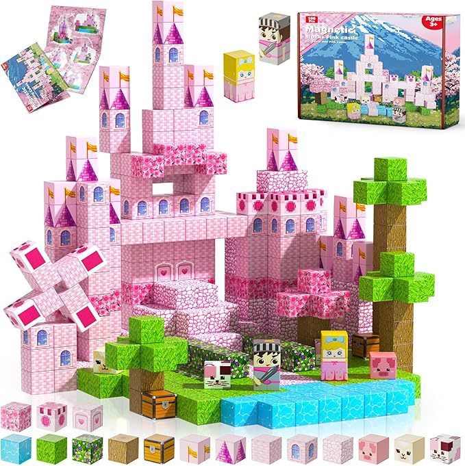 Magnetic Building Cubes 100 Pcs/Set ZH010 - Pink Castle_0