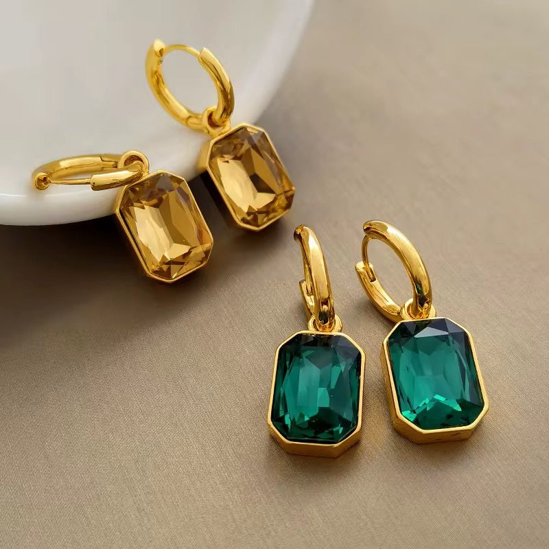 Emerald Cut Hoop Earrings _1