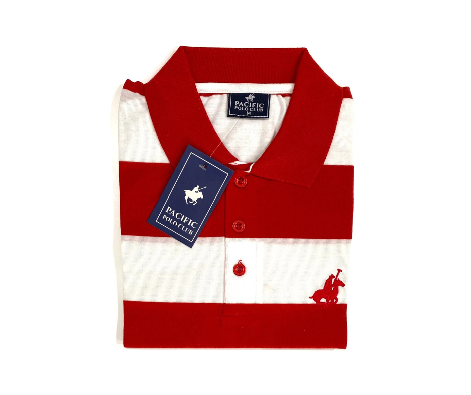 PACIFIC POLO CLUB Men's Slim Fit Short Sleeves Stripes Polo Shirt_0