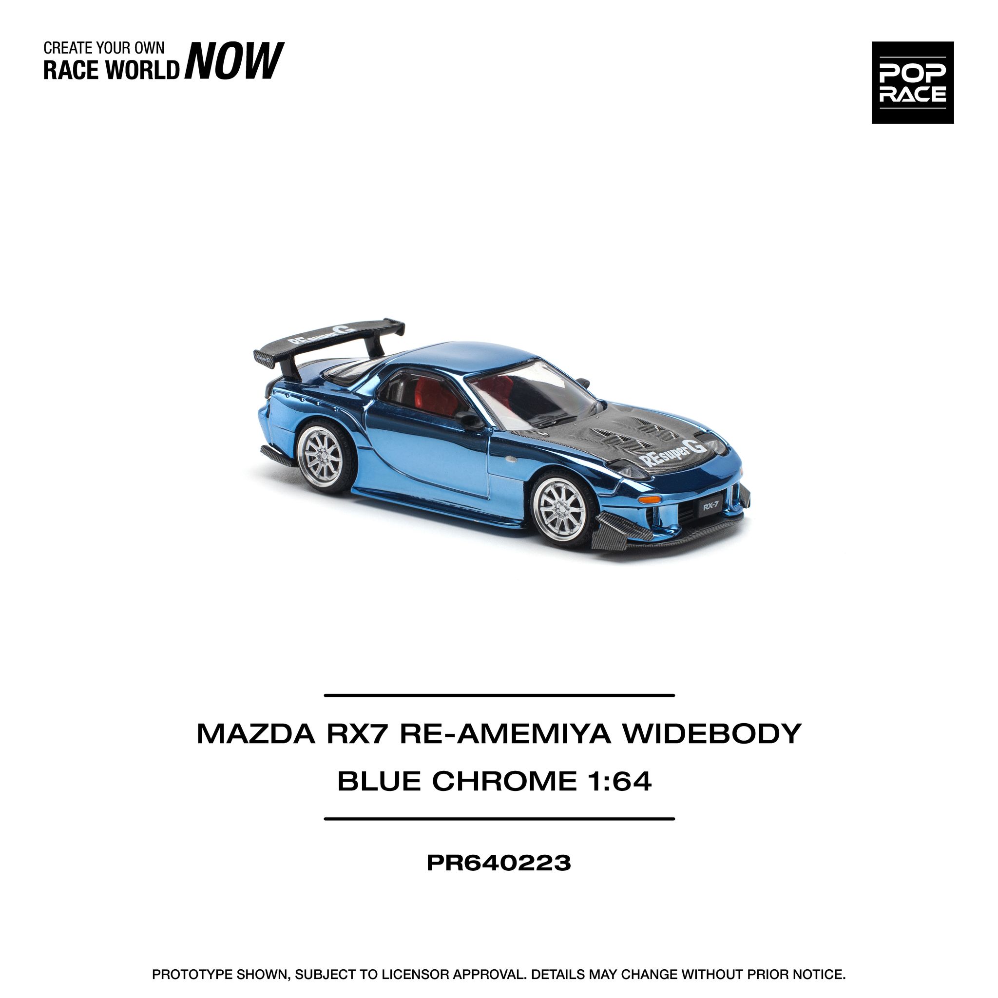 POP RACE MODEL 1/64 MAZDA RX7 RE-AMEMIYA WIDEBODY - BLUE CHROME_3