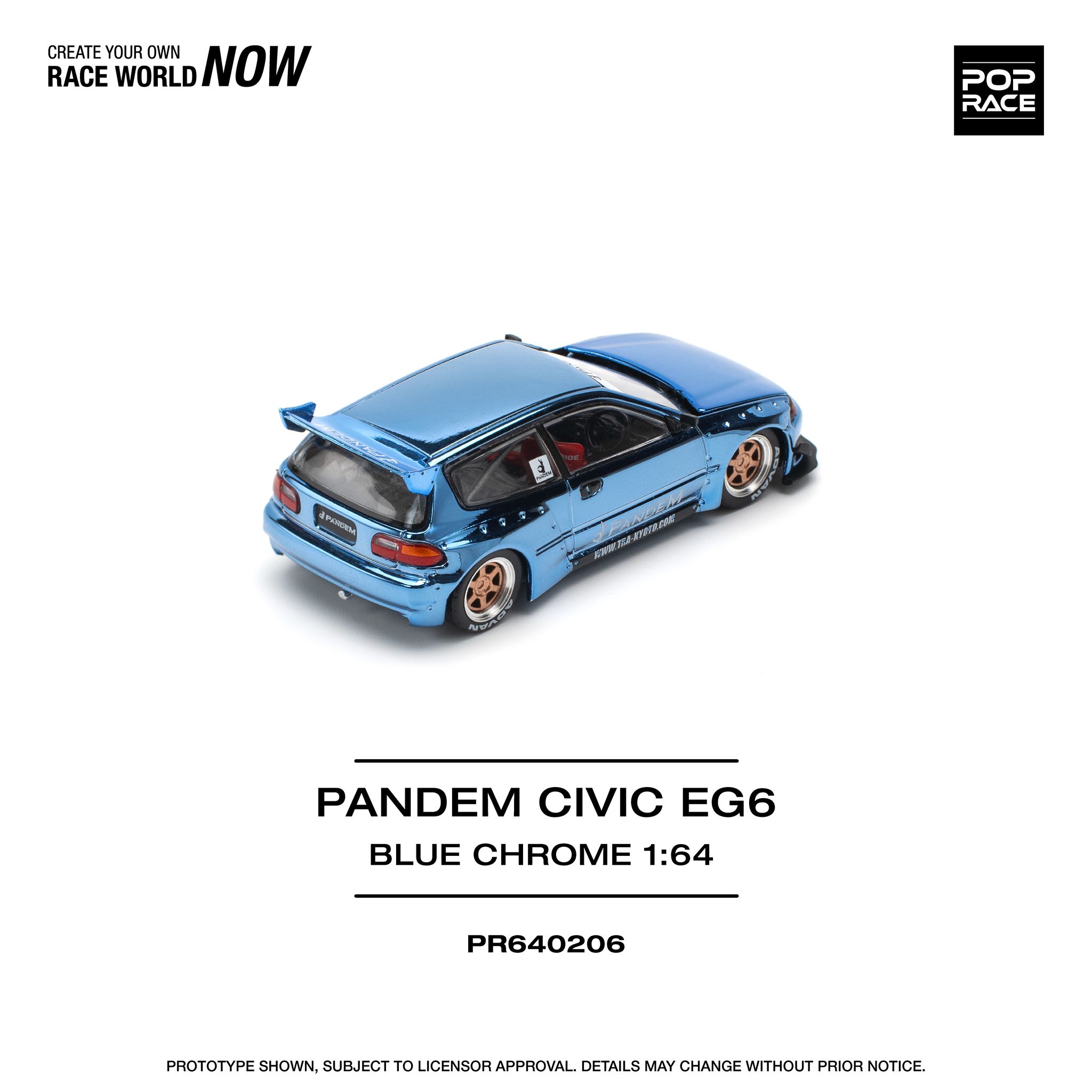 POP RACE MODEL 1/64 CIVIC EG6 PANDEM - BLUE CHROME_7