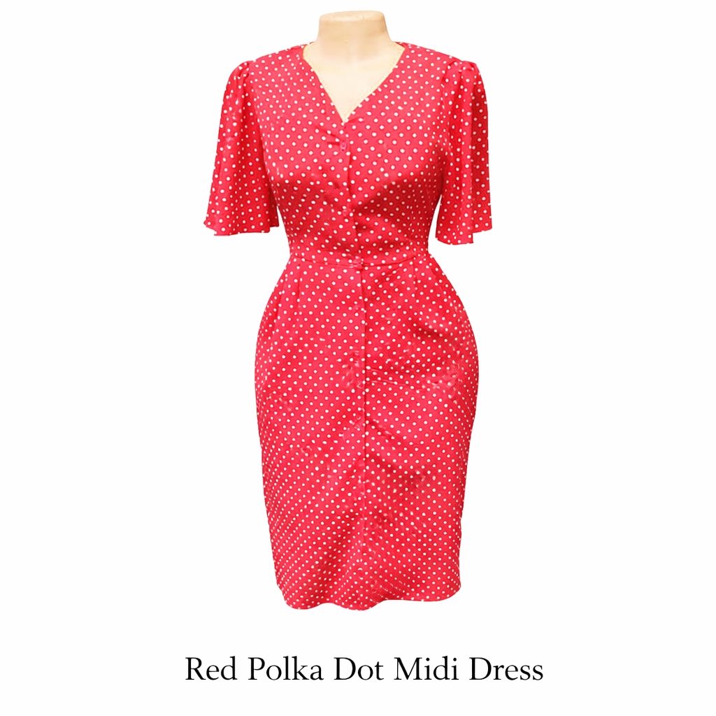 Red Polka Dot Midi Dress_0