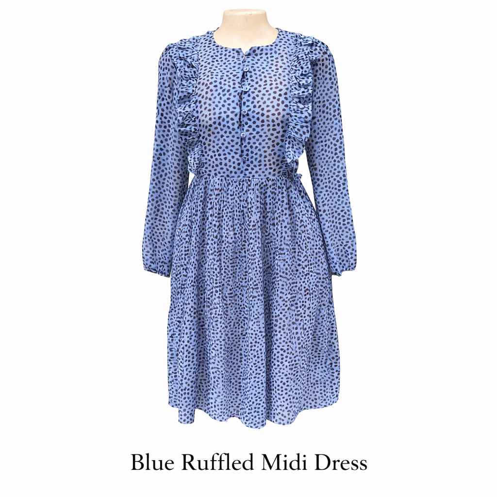 Blue Ruffled Midi Dress_0