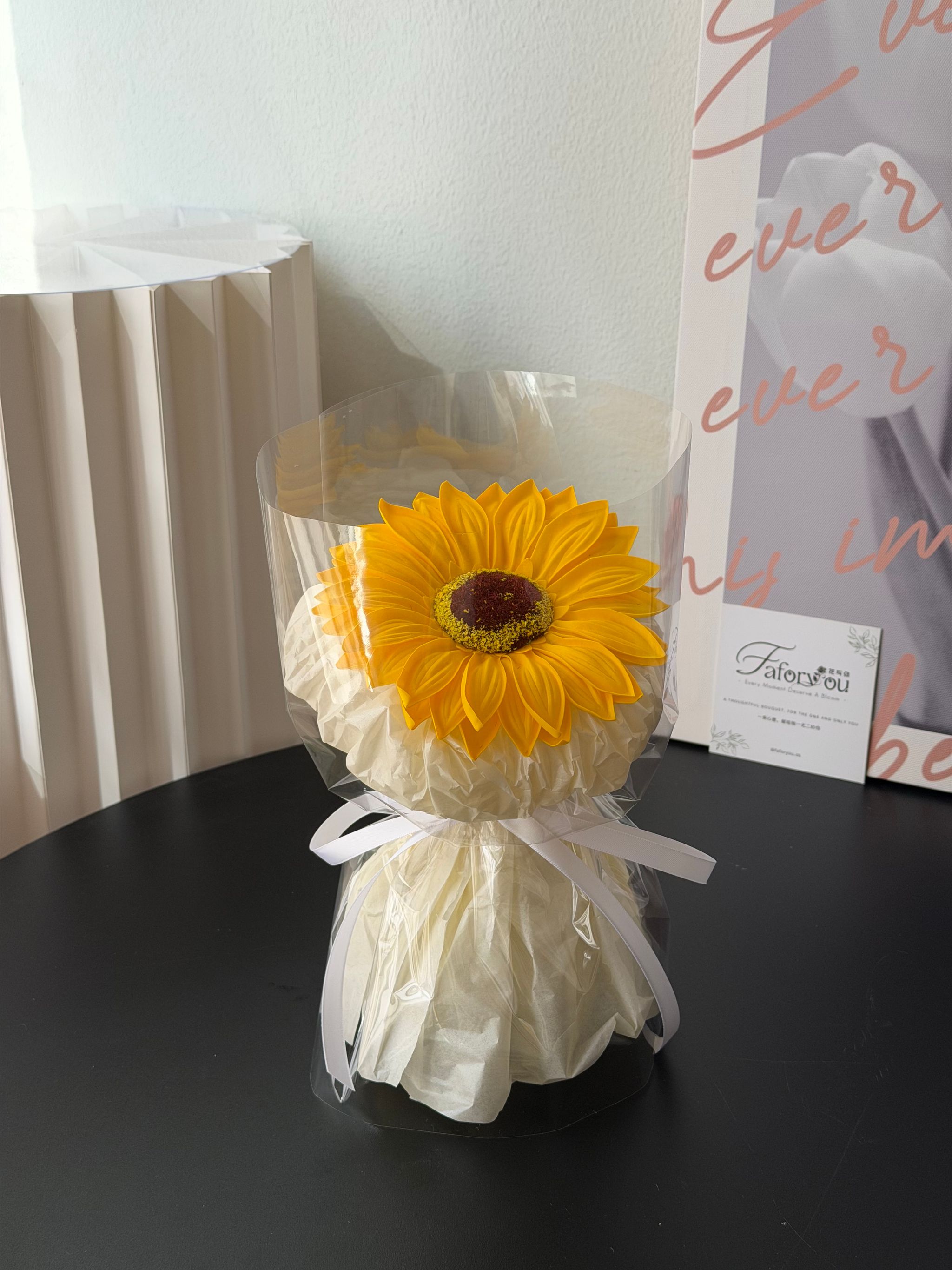(1S005) M size 1 Stalk Sunflower Transparent Bouquet   _0