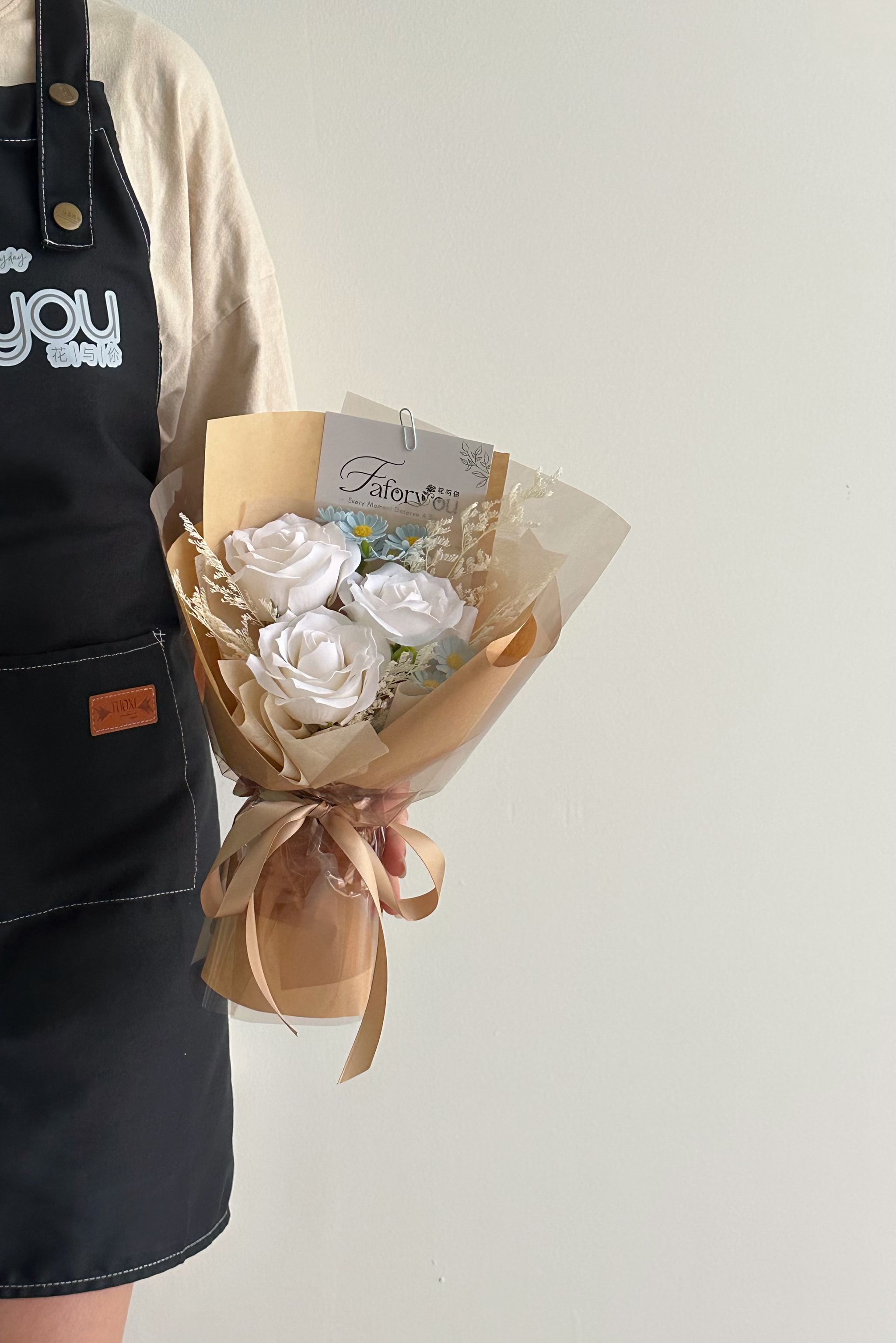 3 Stalk Soap Rose Daisy Bouquet  _1