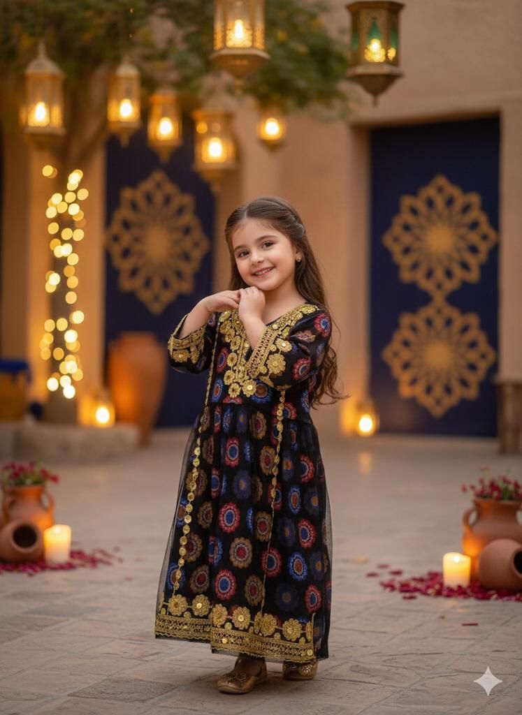 embroidered net circles  jalabiya _1