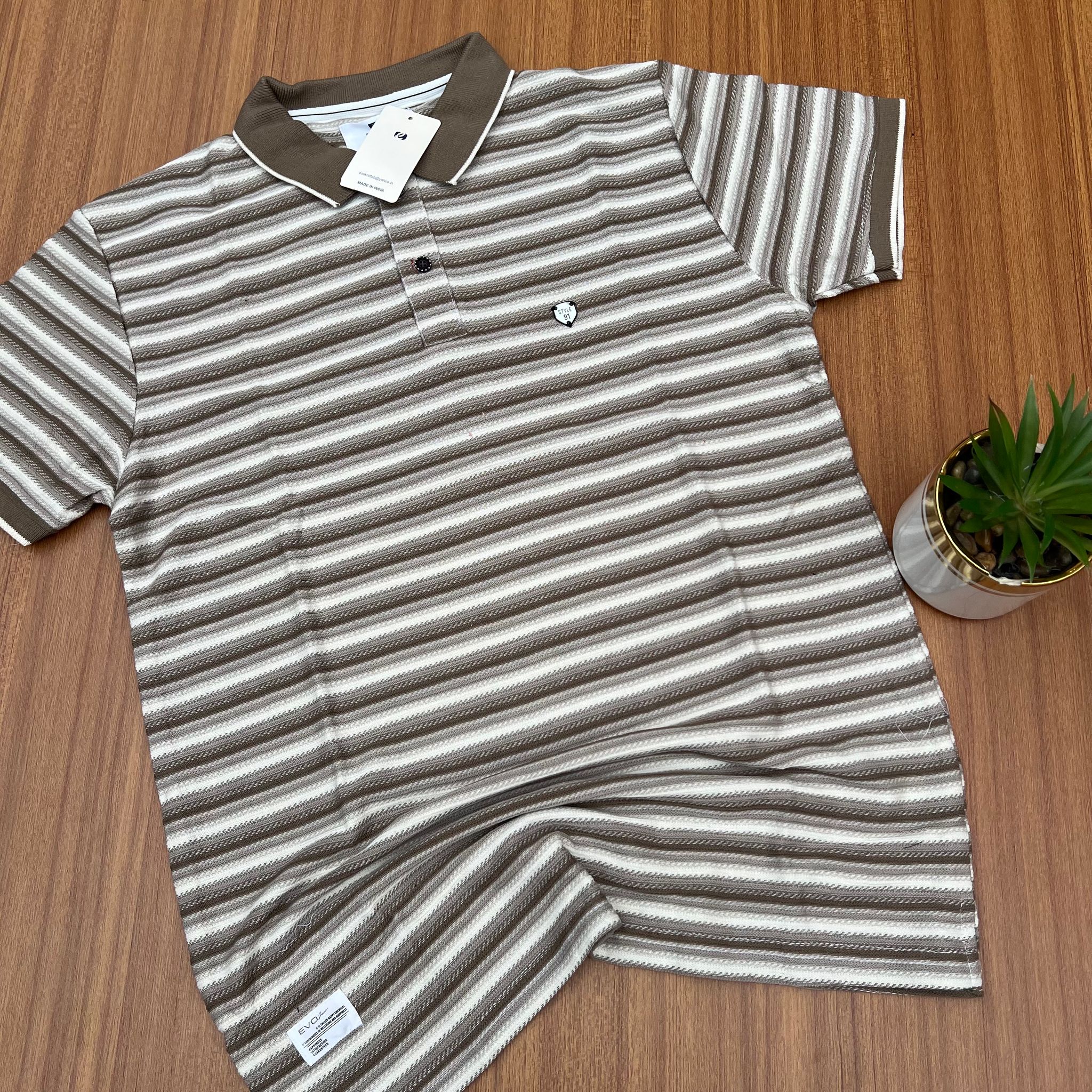 EVO JEANS STRIPED CLUB TEE  - L BROWN_0