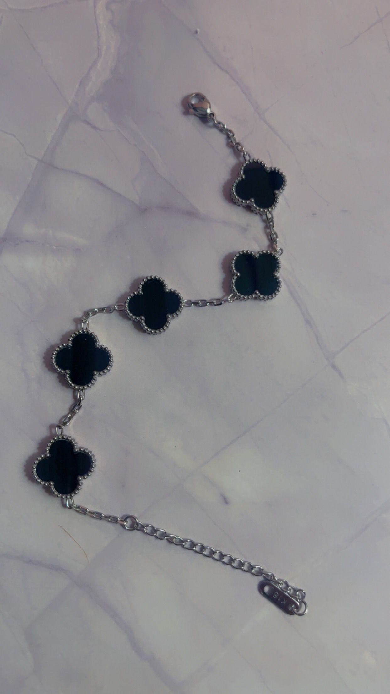 Black & Silver Clover Bracelet _2