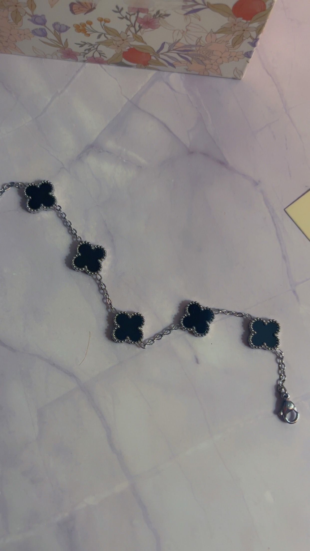 Black & Silver Clover Bracelet _3