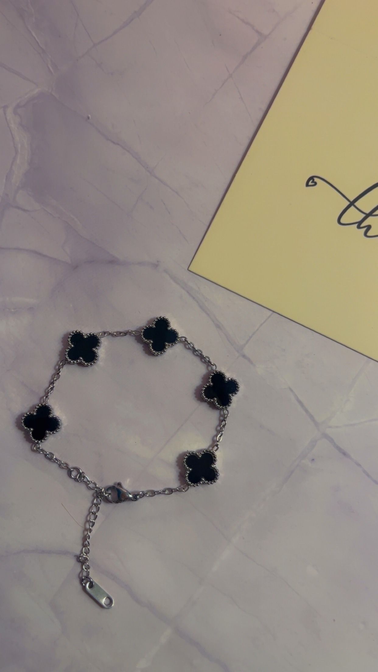 Black & Silver Clover Bracelet _1