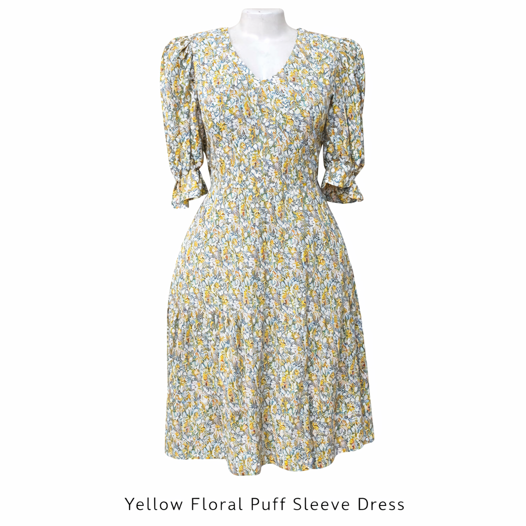 Floral Puff Sleeve Dress_0