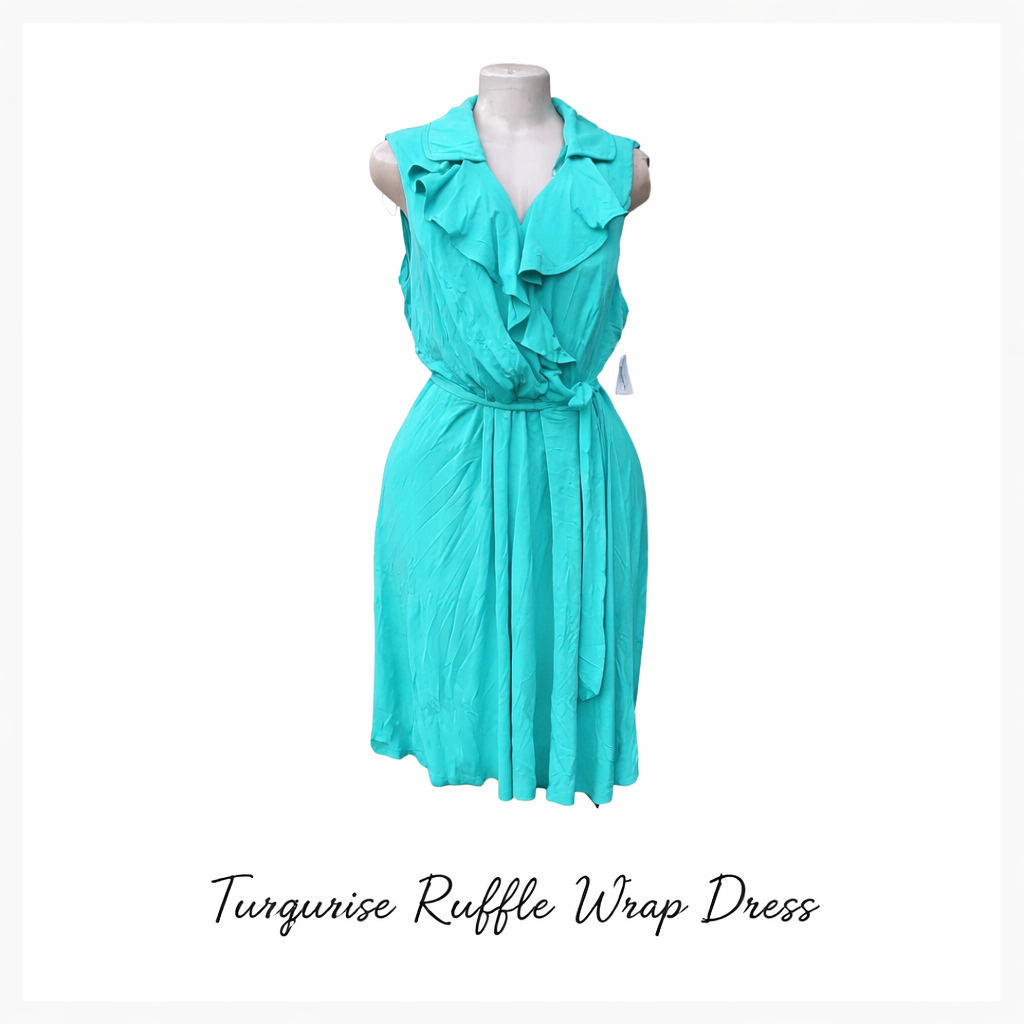 Turquoise Ruffle Wrap Dress_0