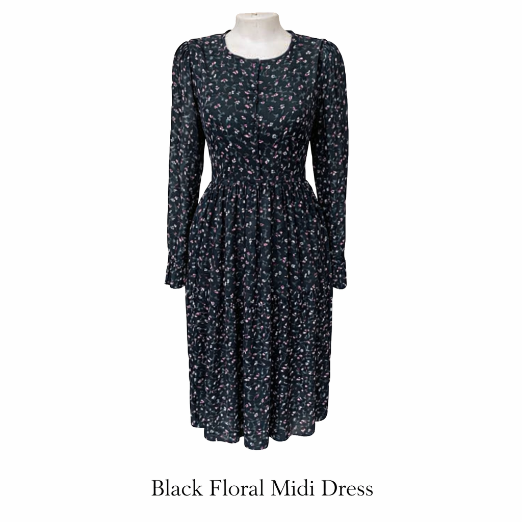 Black Floral Midi Dress_0