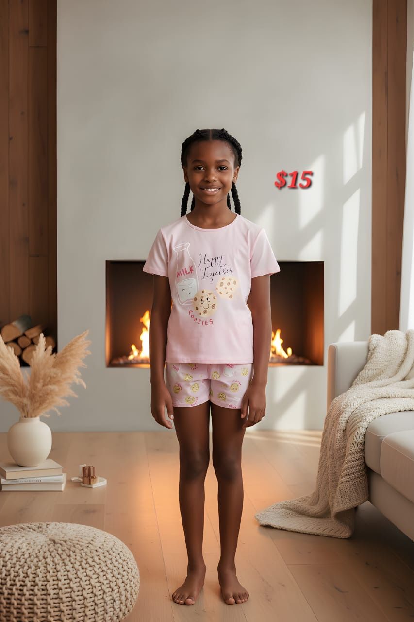 Girls Pink cookies PJ set_0