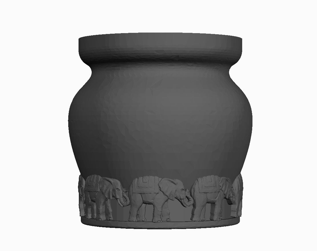 Urn Holder with elephant imprints and Lid _1