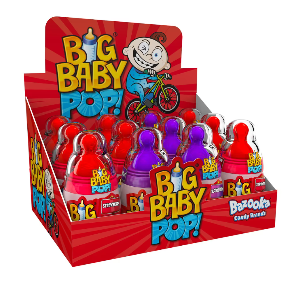 Bazooka Big Baby Pop Strawberry & Blackcurrant 32g_0