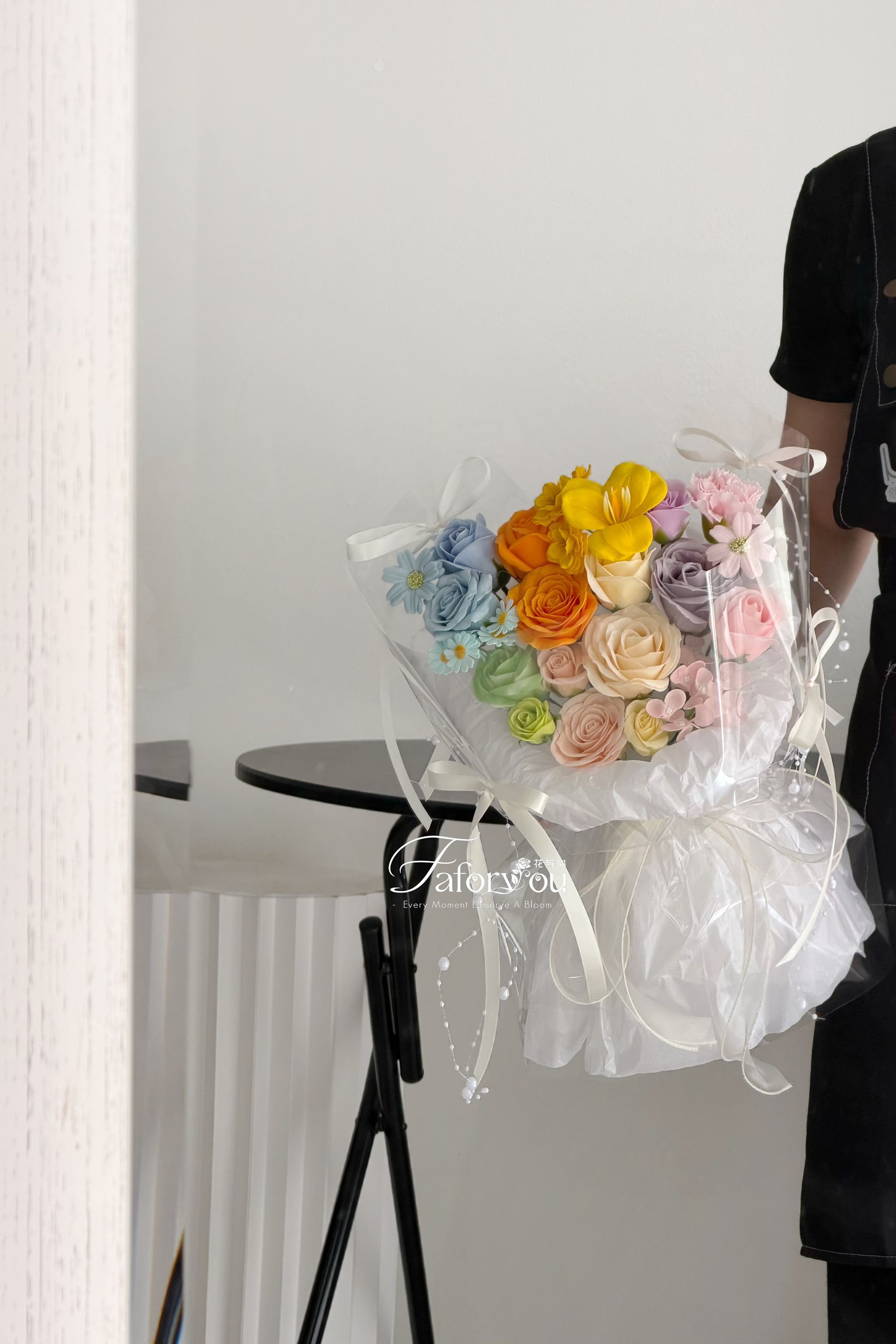 Rainbow Dopamine Mixed Transparent Pao Pao Bouquet _0