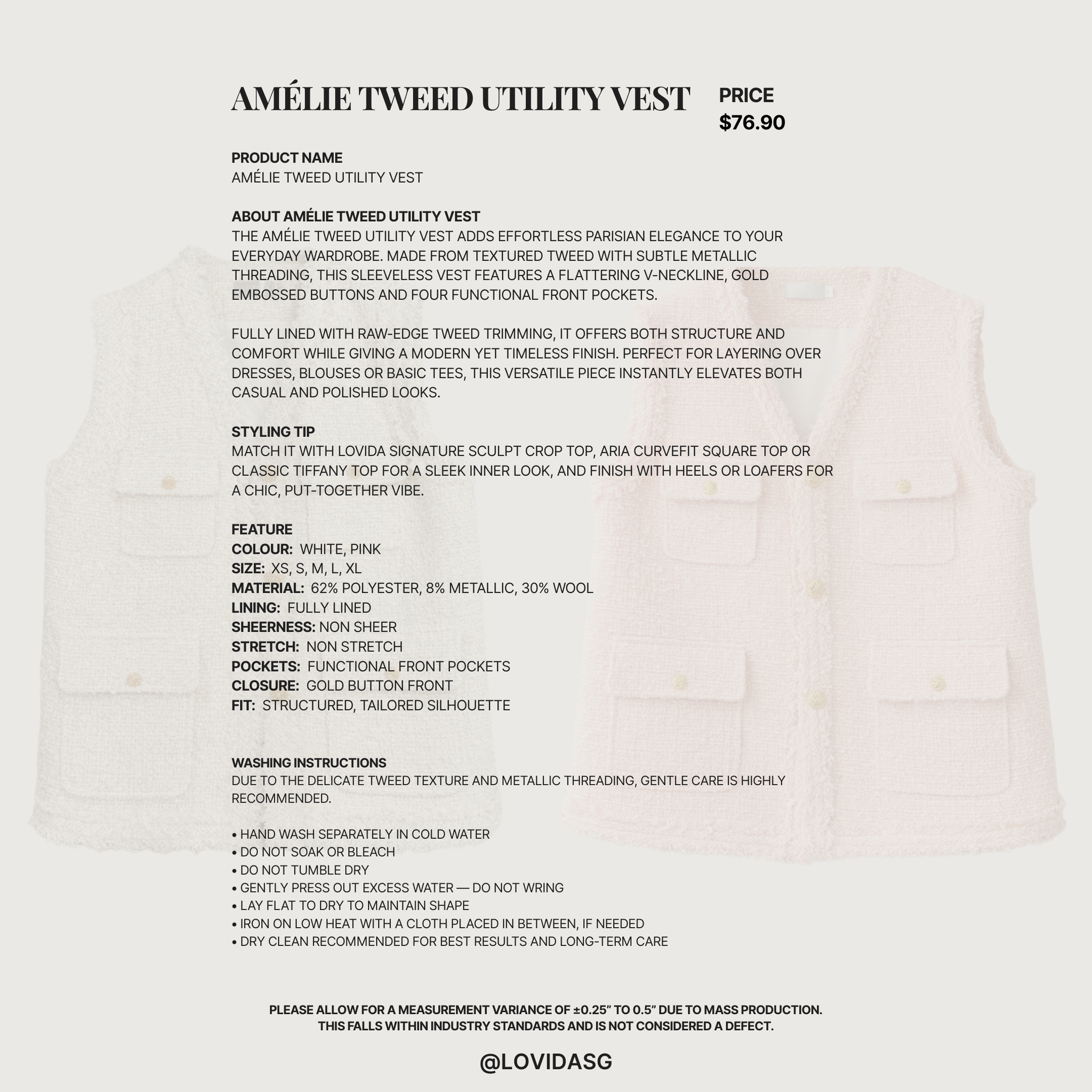 AMELIE TWEED UTILITY VEST | PINK  _1