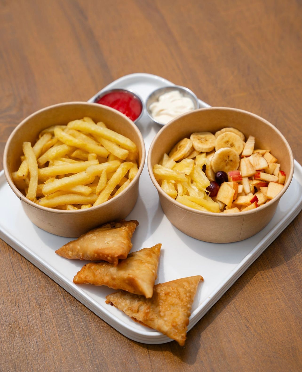 Chicken Sambusa COMBO | Marinated Chicken Samosa + Fries or Fruit Box + Yomix(s) | NEW_0