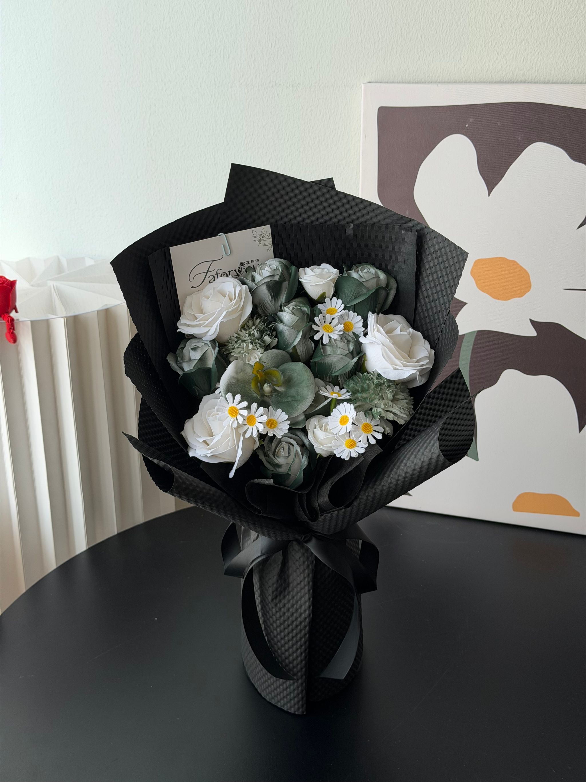 Dark Green Soap Flower Mixed Bouquet _0