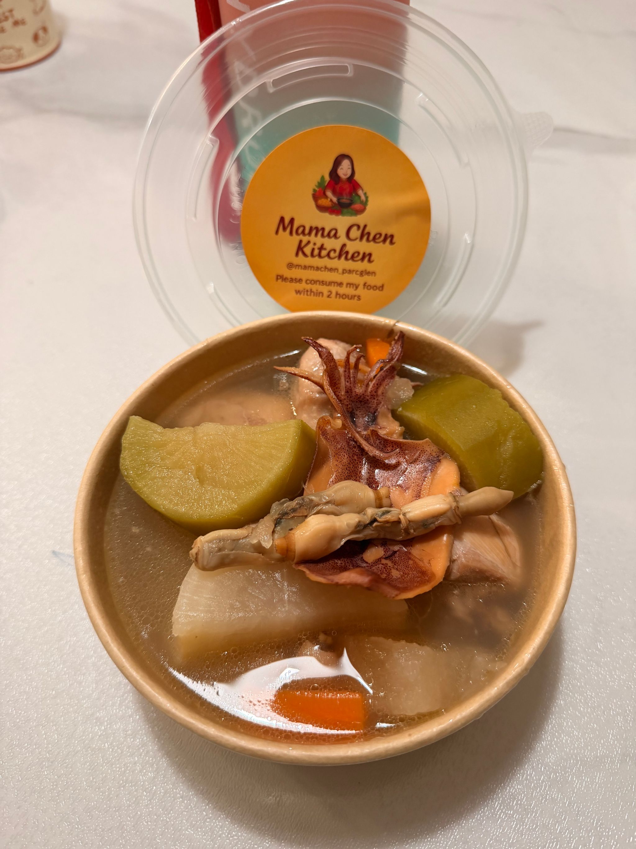 Three-Colour Carrot Soup with Dried Razor Clams, Cuttlefish & Spare Ribs_0