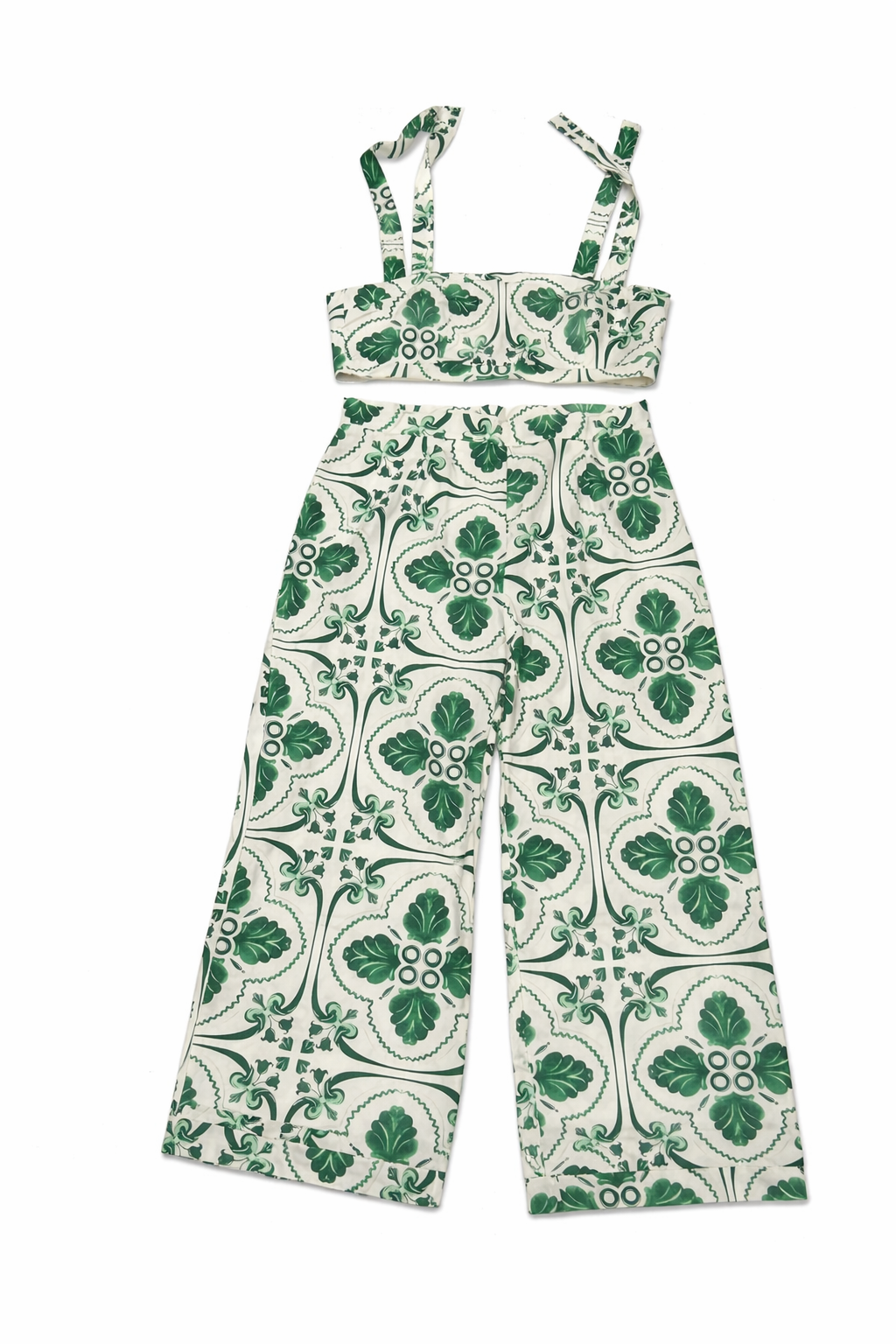 Conjunto de Dos Piezas Estampado Verde y Blanco - Size L_0