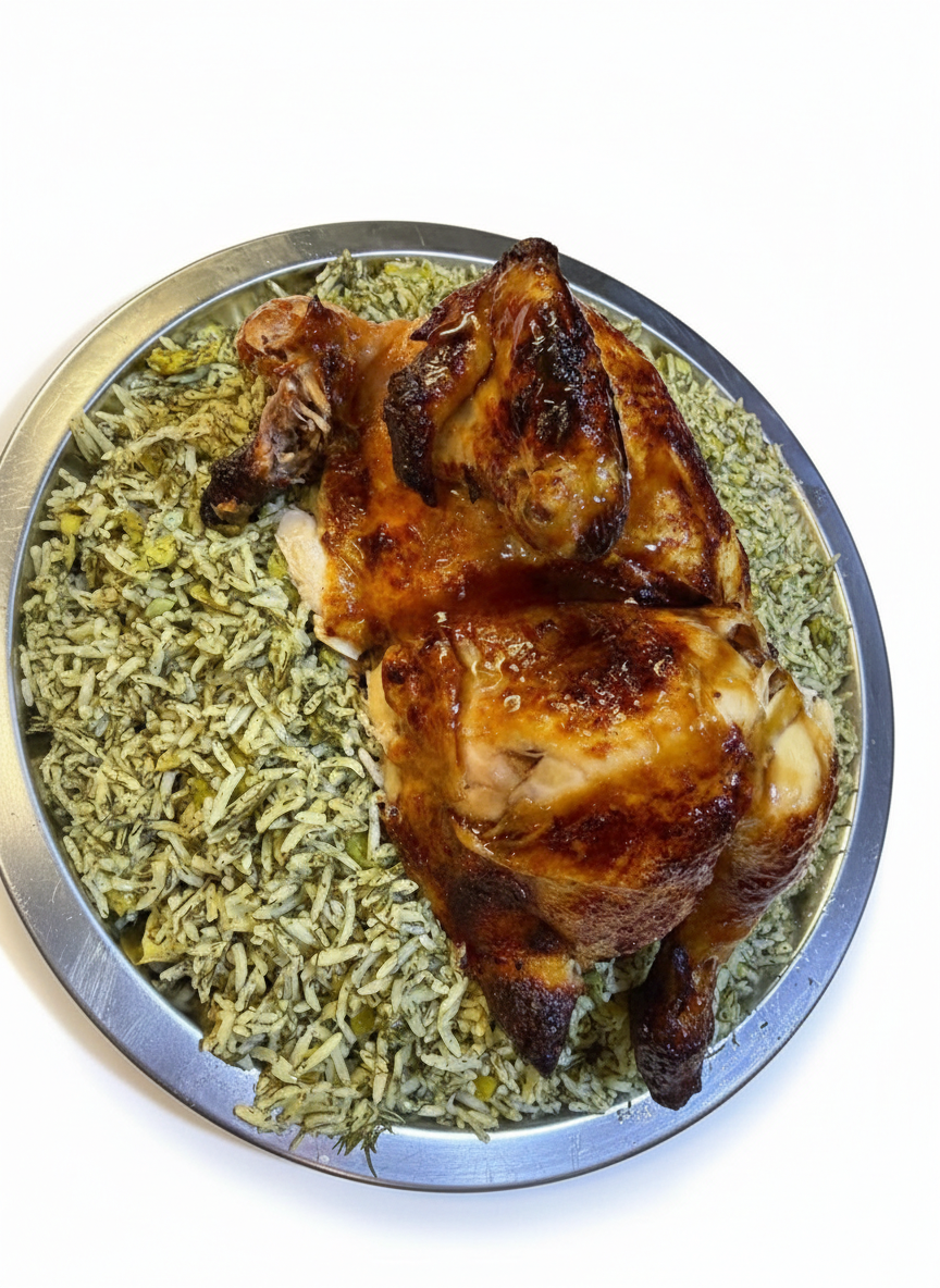 نصف دجاج على تمن باقلاء _0