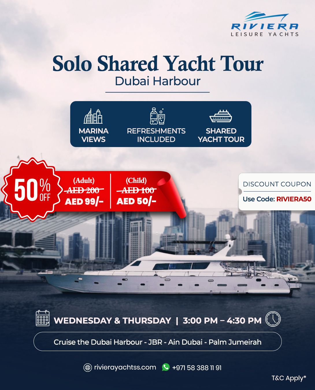 50 % Discount |Solo Shared Yacht Dubai Tour _1