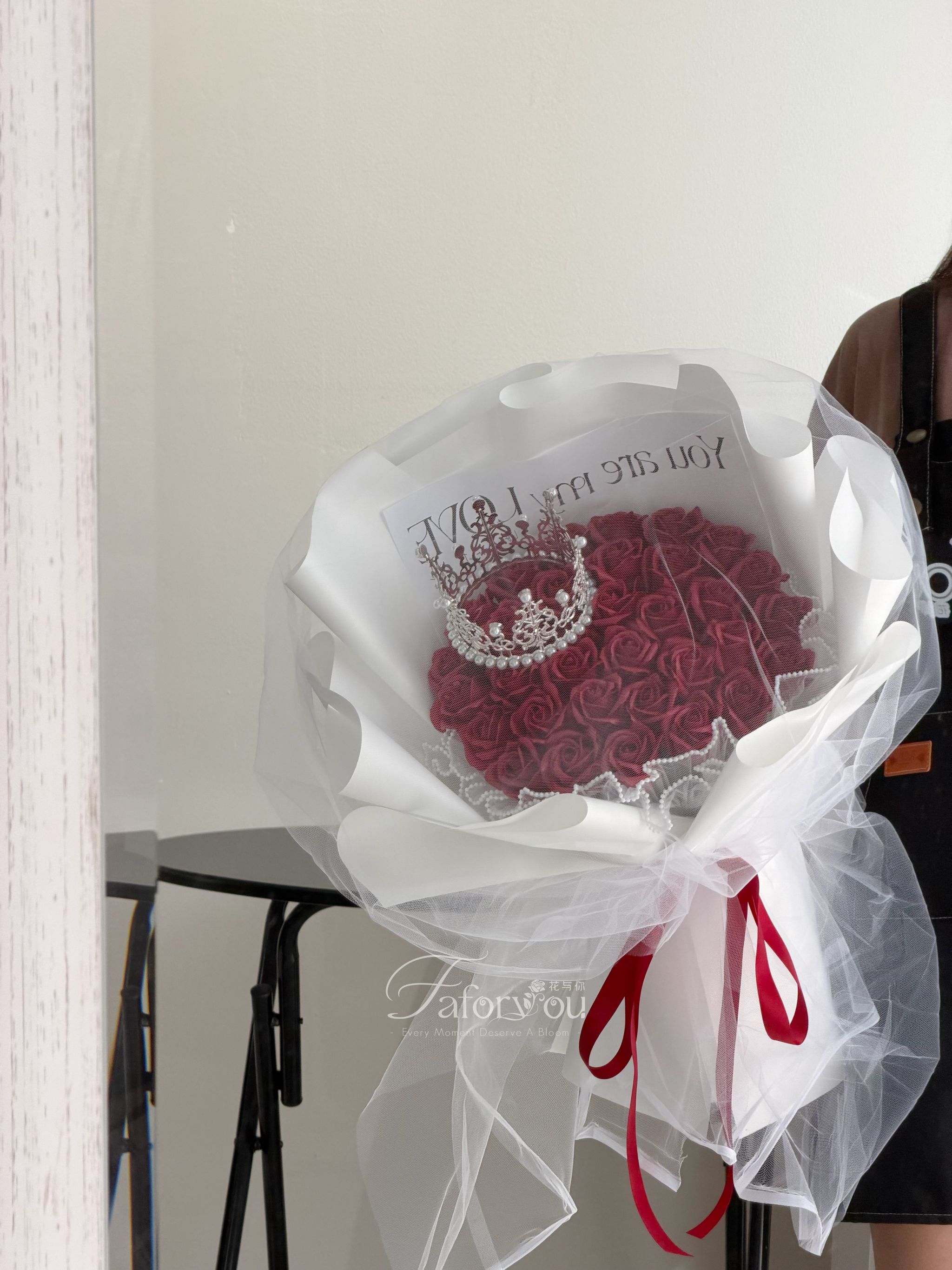 33 stalk Soap Rose Gauze Bouquet_0