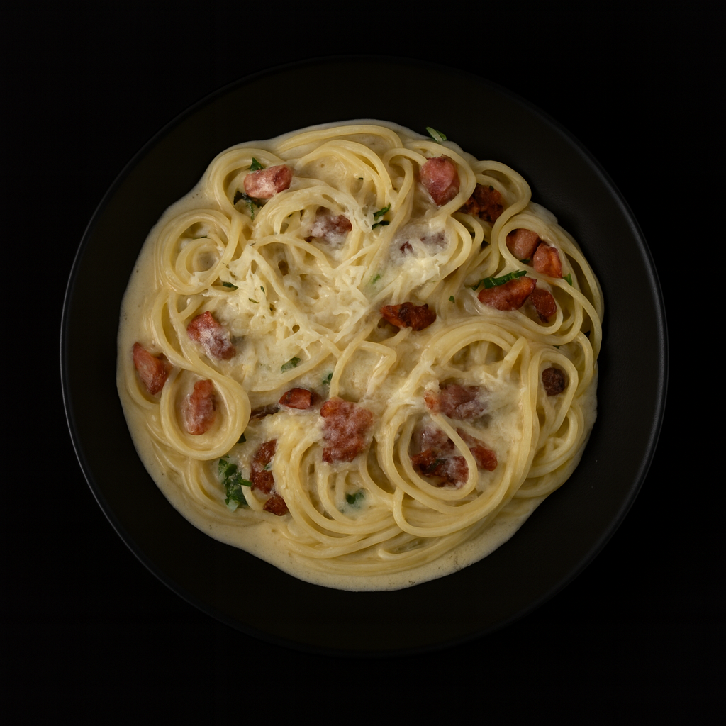 Паста а-ля Карбона с беконом и петрушкой_0