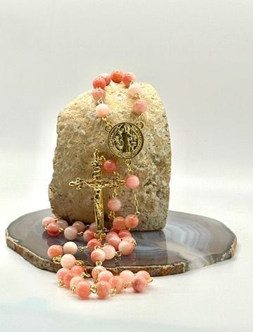 Rosario de Calcedonia 8mm Laminado en oro 18k_0