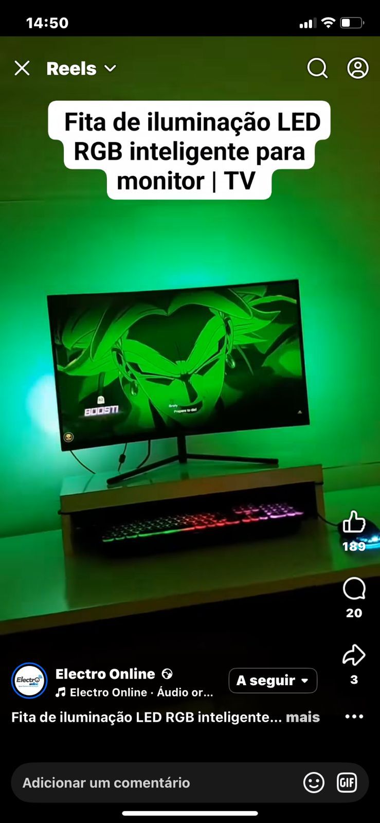 Fita de iluminação LED RGB inteligente para monitor de PC | TV, que sincroniza as cores com o ecrã_2