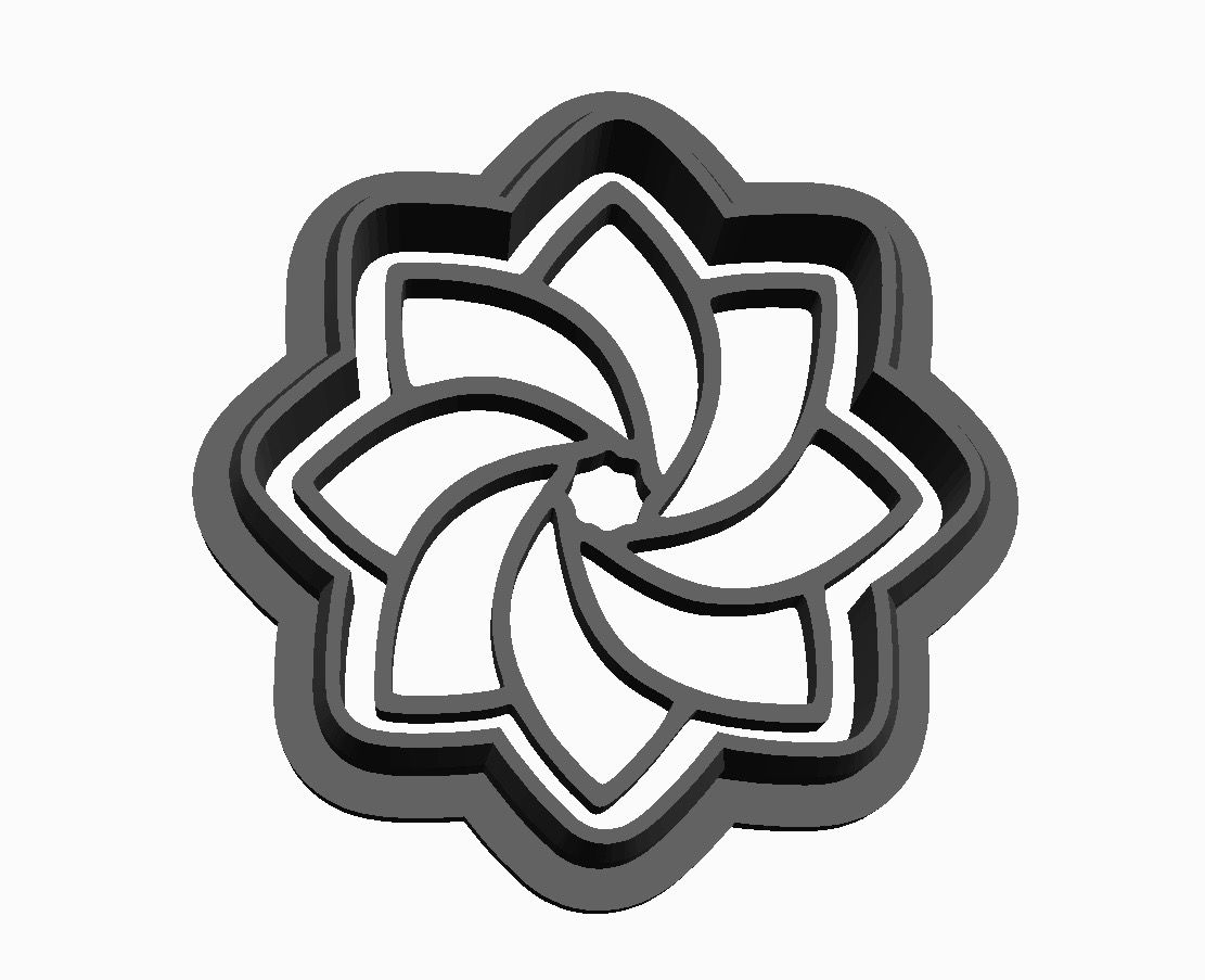 Flower 2, 2 in 1 out print Cookie Cutter    _0