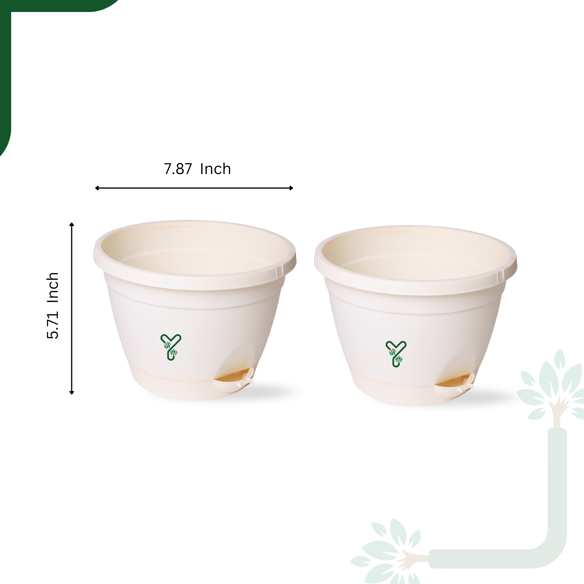 Ivory Hanging Self Watering Pot, 8inch, Vertical Hook & 12.5'' Chain | Pack of 2_1