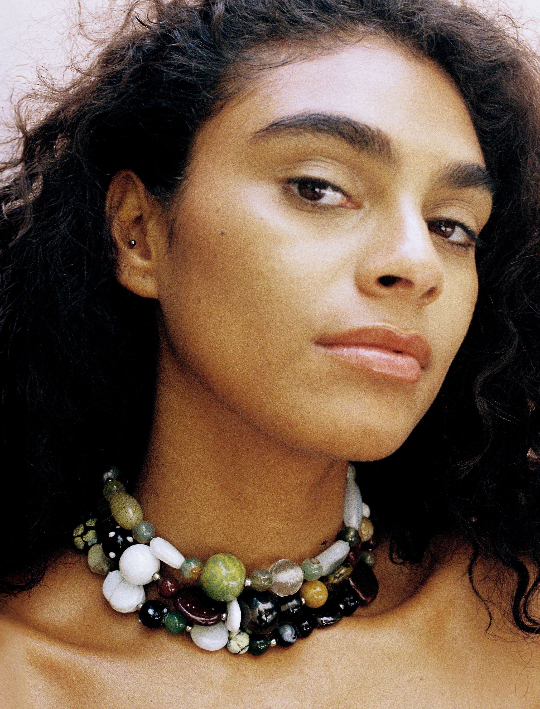 Glass, Stone, and Ceramic Bead Necklace_0