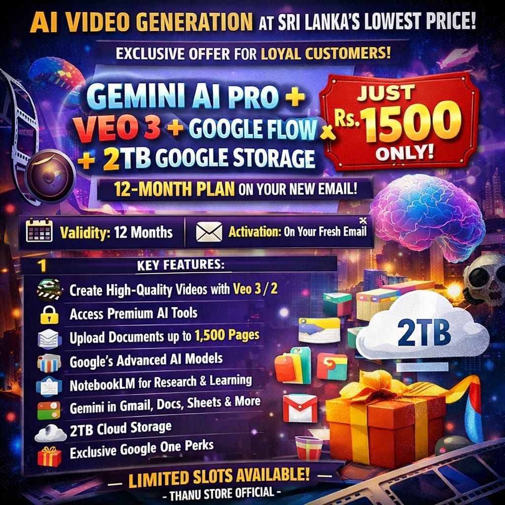 Gemini AI Pro + VEO 3 + Google Flow + 2TB Google Storage_0