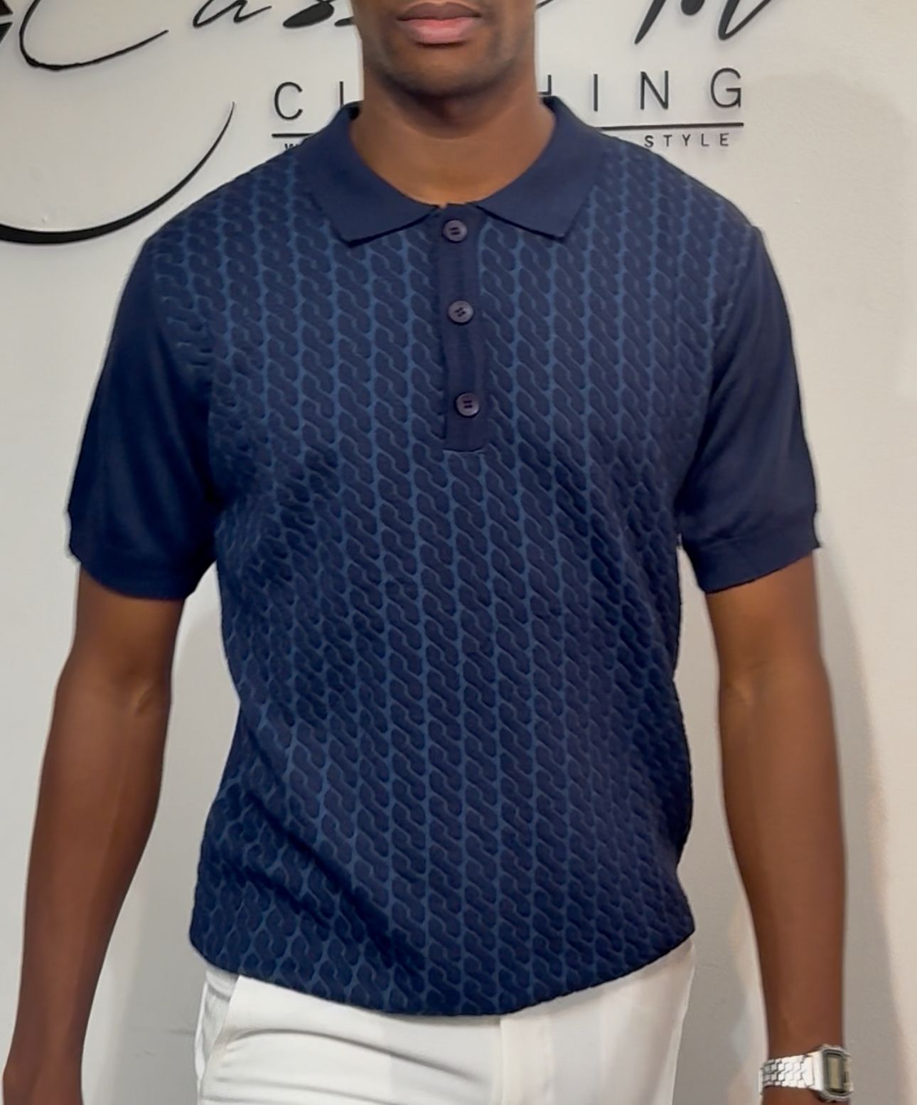 Pattern embossed polo_1