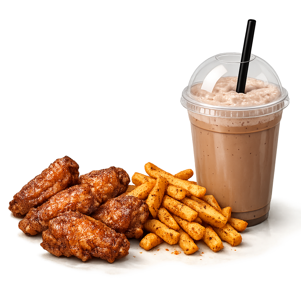 6 Wings – Masala Fries + Milkshake_0